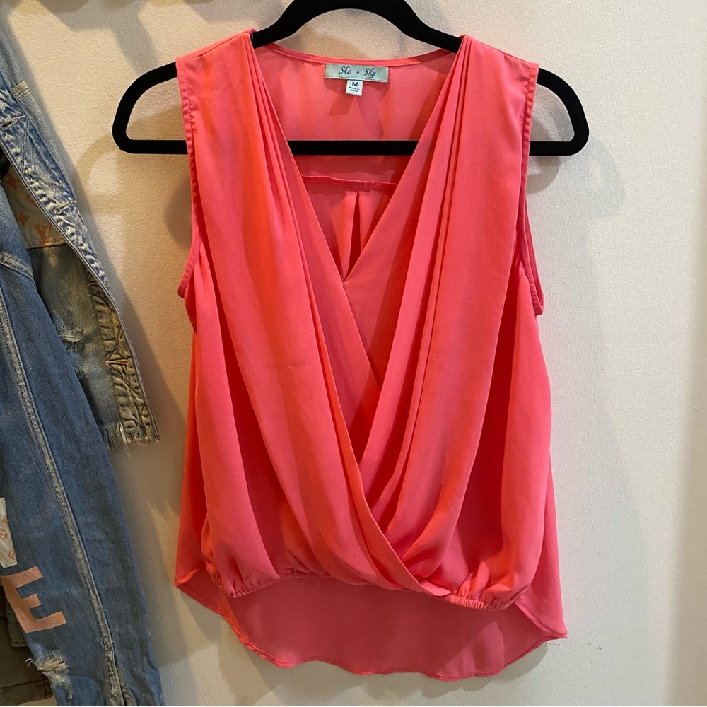 She + Sky Cowl Neck Blouse